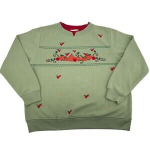 Vintage 90s y2k Women's Autumn Fall Leaves Pumpkin Crewneck Sweatshirt Sz M